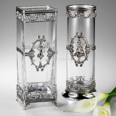 Ваза для цветов квадратная хрустальная с посеребрением "Square" Tsar FABERGE 7403550PL