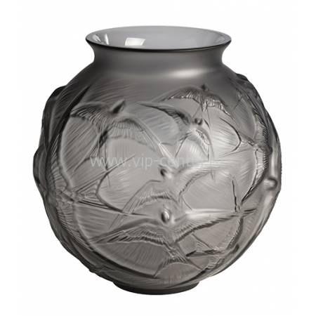 Ваза для цветов серая "Hirondelles" Lalique 10645100