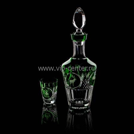 Набор из штофа и 4-х рюмок для водки "Hunt" зеленый Tsar Faberge 5483184G