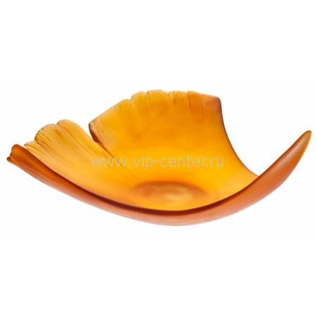 Ваза для фруктов плоская "Ginkgo" янтарная Daum 05578