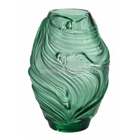 Ваза для цветов зелёная "Poissons Combattants" Lalique 10671900